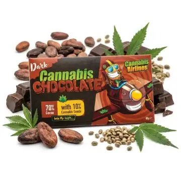 Cannabis Airlines Dunkle Schokolade Zartbittertafel mit Hanfsamen