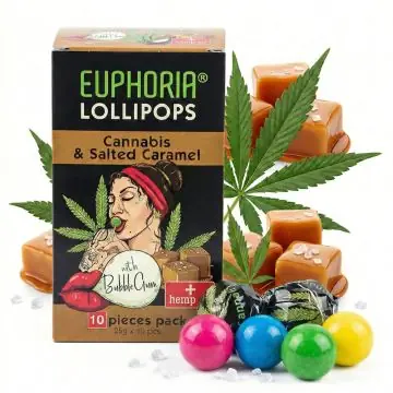 Euphoria Cannabis Lutscher Karamell Lolli mit Hanf und Karamell Geschmack