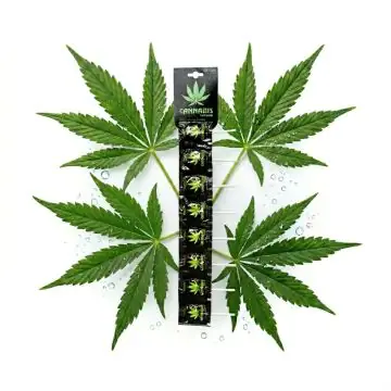 Euphoria Cannabis Lutscherstreifen einzeln verpackt mit Hanfblatt-Design