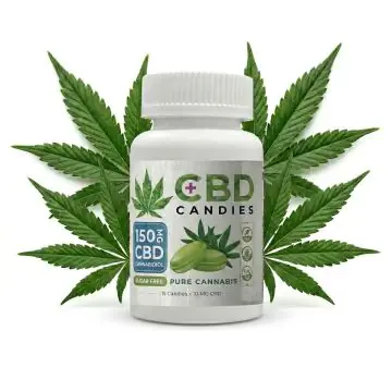 Euphoria CBD Bonbons Cannabis - Einzelne Hanfbonbons in der typischen Verpackung mit Cannabis-Blatt-Design