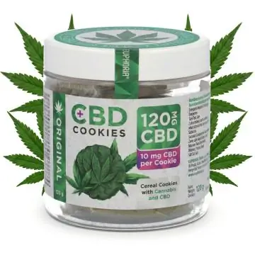 Packung Euphoria CBD Cookies Original mit Schokoladenstücken und Hanf-Design
