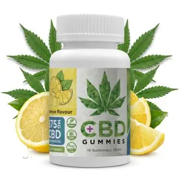 Euphoria CBD Gummies Lemon Dose mit saurem Zitronen-Geschmack auf hellem Hintergrund