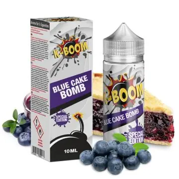 K-BOOM Special Edition Blue Cake Bomb Aroma in der originalen Mischflasche vor neutralem Hintergrund