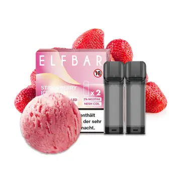 Elf Bar ELFA Prefilled Pods Strawberry Ice Cream mit zwei Liquid-Kartuschen vor neutralem Hintergrund