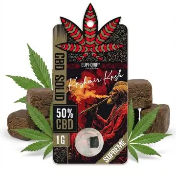 Euphoria 50 % CBD Solid Hash Kashmir Kush - Dunkles gepresstes CBD Extrakt