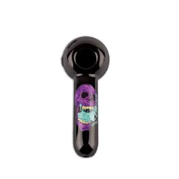 Euphoria Premium Glas Pipe Skull Handpfeife aus Borosilikatglas mit schwarzem Schaumstoff-Schutz