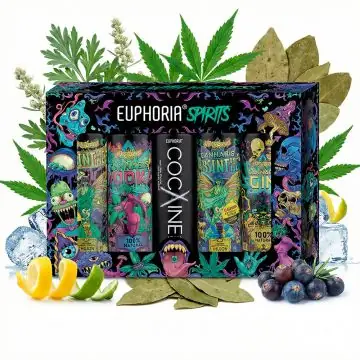 Euphoria Spirits Gift Set Geschenkbox mit fuenf verschiedenen Hanf-Spirituosen Miniaturen