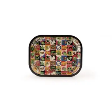 Euphoria Metal Rolling Tray Groovy aus robustem Metall auf flacher Ebene