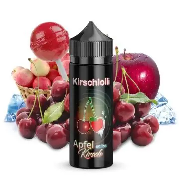 Kirschlolli Apfel Kirsch on Ice Aroma 10ml Longfill Flasche mit reifen Äpfeln und Kirschen auf Eis