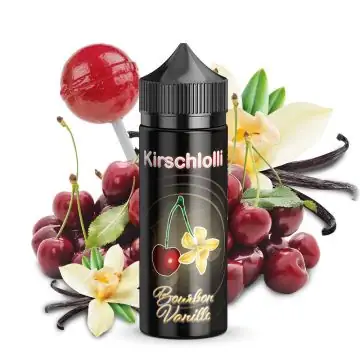 Kirschlolli Bourbon Vanille Aroma 10ml Longfill Flasche vor neutralem Hintergrund