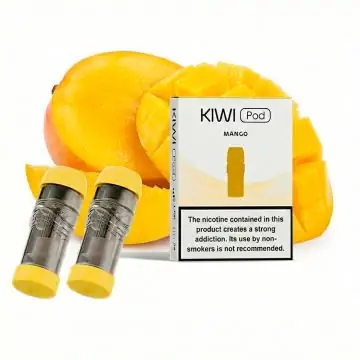 Packung der KIWI Pods Mango mit zwei vorgefüllten Pods für das KIWI Starter Kit