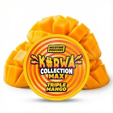 KURWA Collection Max Triple Mango Nicotine Pouches Dose mit tropischem Mango-Design