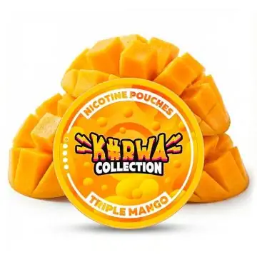 KURWA Collection Triple Mango Slim Nikotinbeutel Dose auf weißem Hintergrund