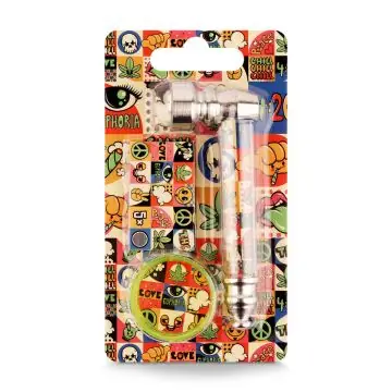 Euphoria 3 IN ONE Metal Pipe Box Kit Groovy Metalldose geöffnet mit liegender Pfeife