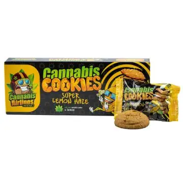 Cannabis Airlines Cannabis Kekse Super Lemon Haze Verpackung mit Hanfblatt-Design