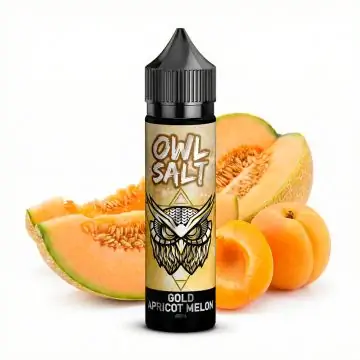 OWL Salt Gold Apricot Melon Aroma 10ml Longfill-Flasche für E-Zigaretten vor hellem Hintergrund