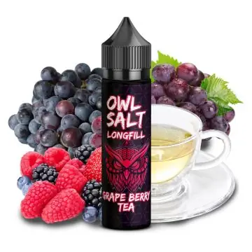 Flasche des OWL Salt Grape Berry Tea Aromas für E-Zigaretten und Vapes