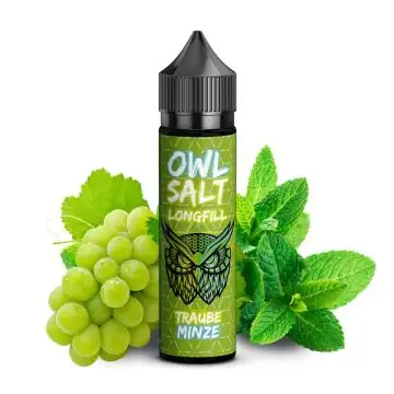 OWL Salt Traube Minze Aroma Flasche fuer E-Zigaretten mit Trauben- und Minz-Design