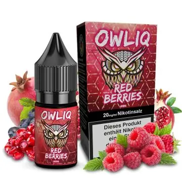 OWLIQ Nikotinsalz Overdosed Red Berries Liquidflasche mit Beeren-Design