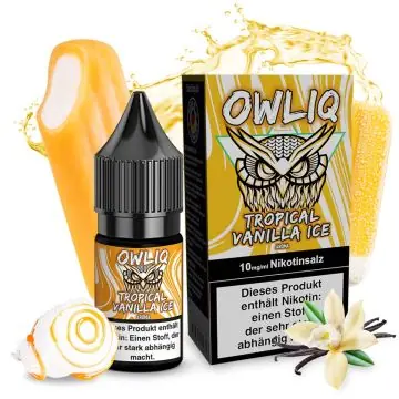 OWLIQ Nikotinsalz Overdosed Tropical Vanilla Ice Flasche für E-Zigaretten mit Füllspitze