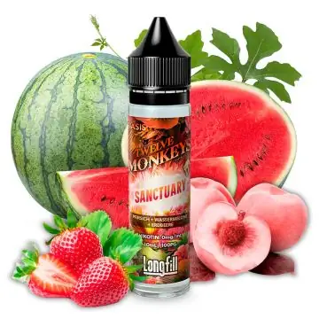 Twelve Monkeys Sanctuary Aroma Flasche mit Pfirsich Wassermelone und Erdbeere Geschmack