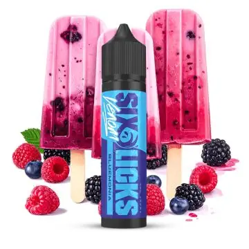 Six Licks Venom Bluemonia Aroma 60ml Longfill-Flasche mit Blaubeer-Design