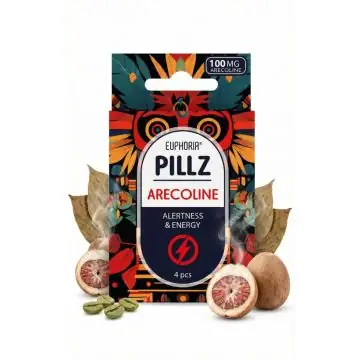 Euphoria Arecolin Pillz Verpackung mit Areca-Alkaloid-Kräutertabletten