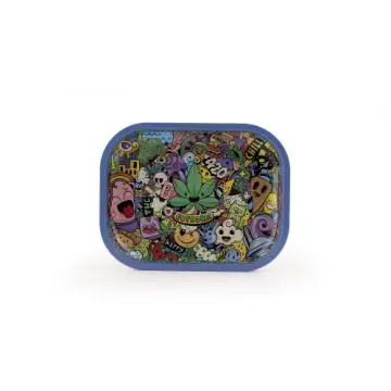 Euphoria Metal Rolling Tray Whimsical Drehunterlage aus Metall mit buntem psychedelischem Motiv