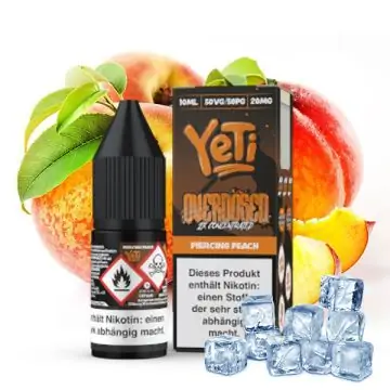 Yeti Piercing Peach Overdosed Nikotinsalz Flasche mit Pfirsich-Design