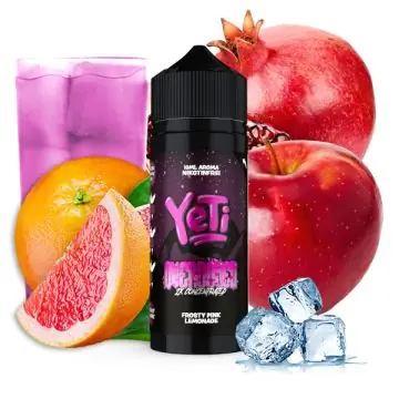 Yeti Frosty Pink Lemonade Overdosed Aroma Flasche vor weißem Hintergrund