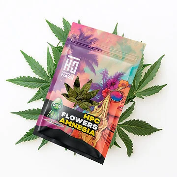 HEAVENS HAZE HPC Flowers Amnesia Knospe mit intensivem Haze-Aroma und feinen Harzkristallen