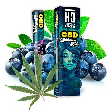 HEAVENS HAZE CBD Blueberry Pre-Rolled Joint in der transparenten Acryl-Schutzhülle