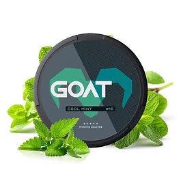 GOAT Nicotine Pouches Cool Mint Strong Dose mit Slim-Portionen im All White Design