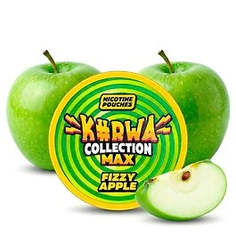 Dose von KURWA Collection Max Fizzy Apple Nikotin Pods im Slim Format mit spritzigem Apfel Geschmack