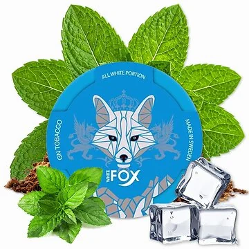 Dose der White Fox Mint Slim All White Nicotine Pouches mit Minz-Design