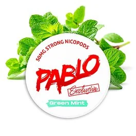 Pablo Nicotine Pouches Exclusive Green Mint Dose in der All-White-Ansicht