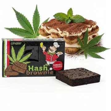 Saftiger Euphoria Hash Brownie mit feiner Cannabis- und Tiramisu-Note einzeln verpackt