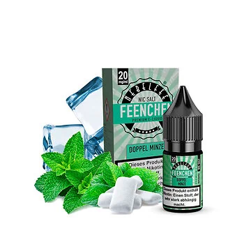 Nebelfee Doppel Minze Nikotinsalz 10ml Liquidflasche mit grünen Minzblättern