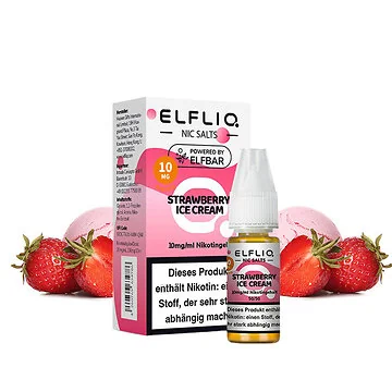 ELFLIQ Strawberry Ice Cream Nikotinsalz 10ml Flasche mit Erdbeereis Geschmack
