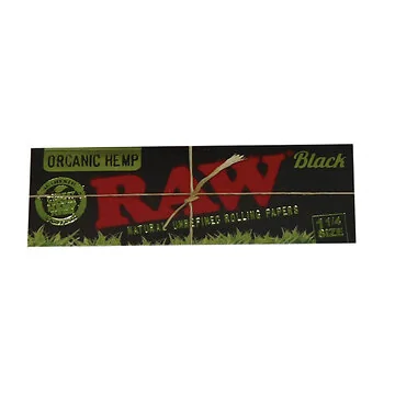RAW Black Organic Hemp 1 1/4 Rolling Papers aus ungebleichtem Bio-Hanf