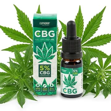 Euphoria CBG Öl 5% in Glasflasche mit Tropfer, pflanzliches Cannabinoid-Öl