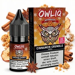 OWLIQ Nikotinsalz Overdosed Cinnamon Crumble Liquid 10ml Flasche mit Zimtschnecken Geschmack