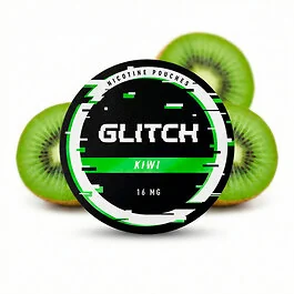 Glitch Kiwi Nicotine Pouches Dose mit fruchtigem Kiwi-Design im Slim-Format