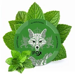 White Fox Peppered Mint All-White Nicotinpouch-Dose mit Eis-Design