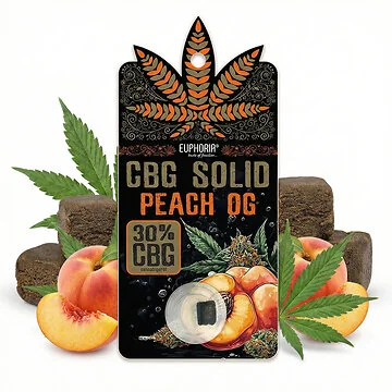 Euphoria 30 % CBG Solid Hash Peach OG – harziges CBG Haschisch-Extrakt mit fruchtigem Pfirsich-Aroma