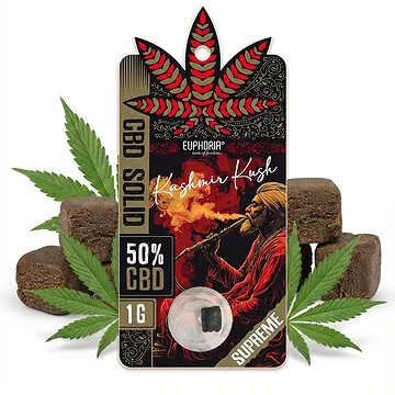 Euphoria 50 % CBD Solid Hash Kashmir Kush - Dunkles gepresstes CBD Extrakt