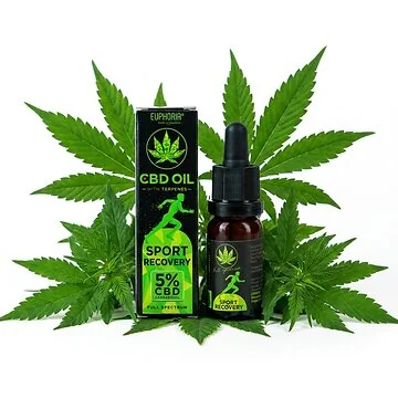 Euphoria 5% CBD Öl mit Terpen Sport Recovery in 10ml Flasche mit Dosiertropfer