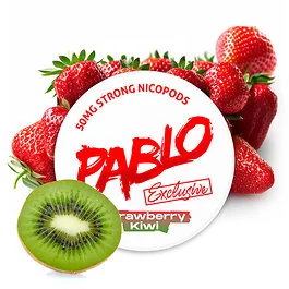 Pablo Exclusive Strawberry Kiwi Nicotine Pouches Dose vor hellem Hintergrund