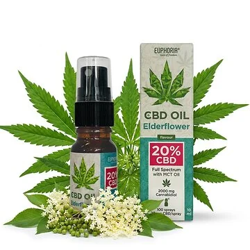 Euphoria 20% CBD Öl Holunderblüte 10ml Glasflasche mit Pipette