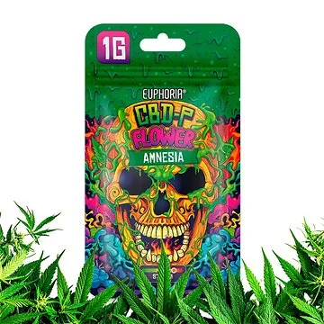 Euphoria CBD-P Flowers Amnesia Premium-Hanfblüte mit harziger Struktur